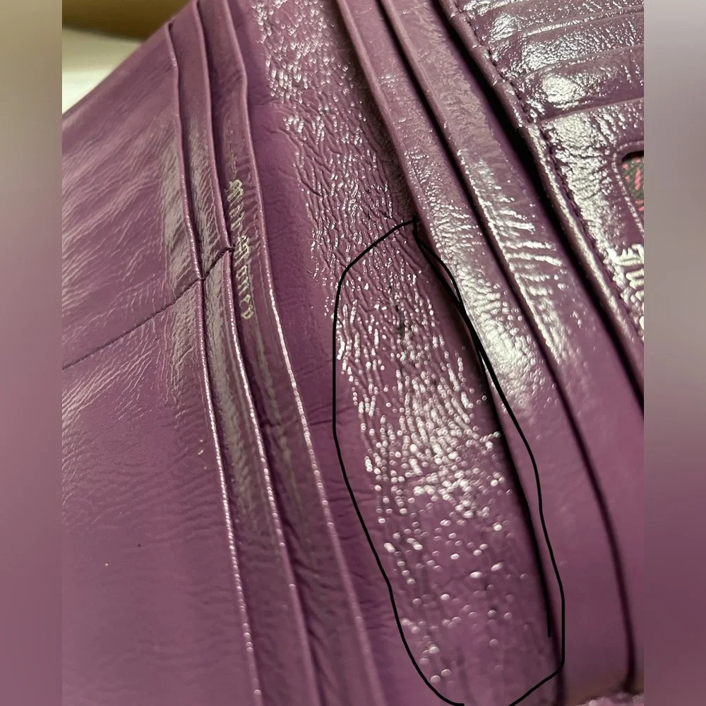 Vintage Juicy Couture Plum Leather Zip-Around Wallet with Gold Hardware